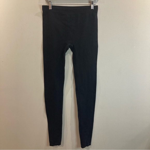 HELMUT LANG Sz M/L  Seamless Rise Ribbed Comfort Waistband Jersey Knit Leggings - Picture 2 of 9
